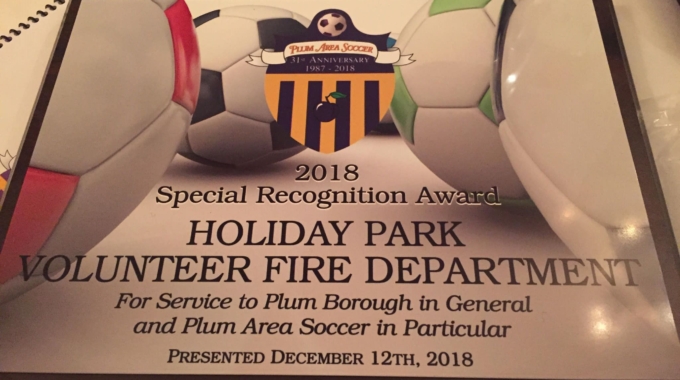 Plum Soccer Association Bestows Award on Holiday Park VFD